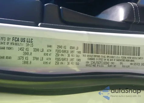 2015 Jeep Grand Cherokee Limited z USA, uszkodzony, nr VIN 1C4RJFBG7FC165942